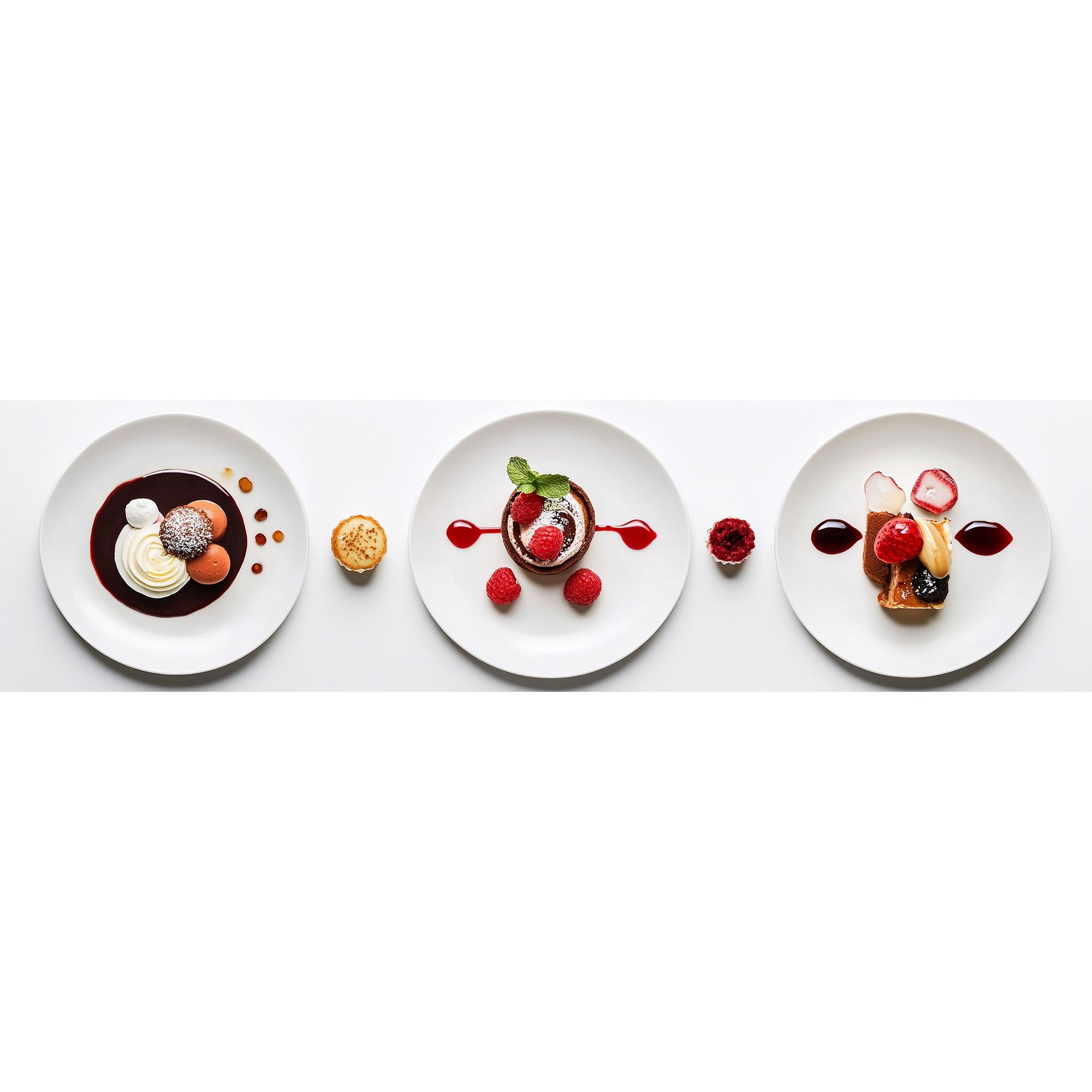 Large plated tasting set on a paper-like tray